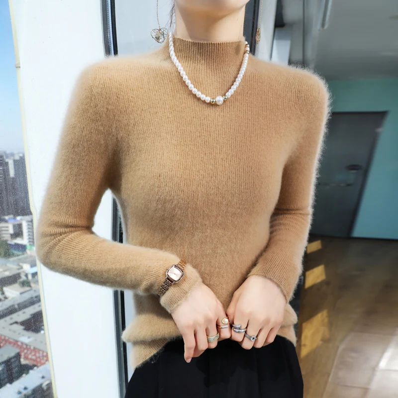 Осень-зима 2024 базовый свитер с полувысоким воротником облегающий внутренний