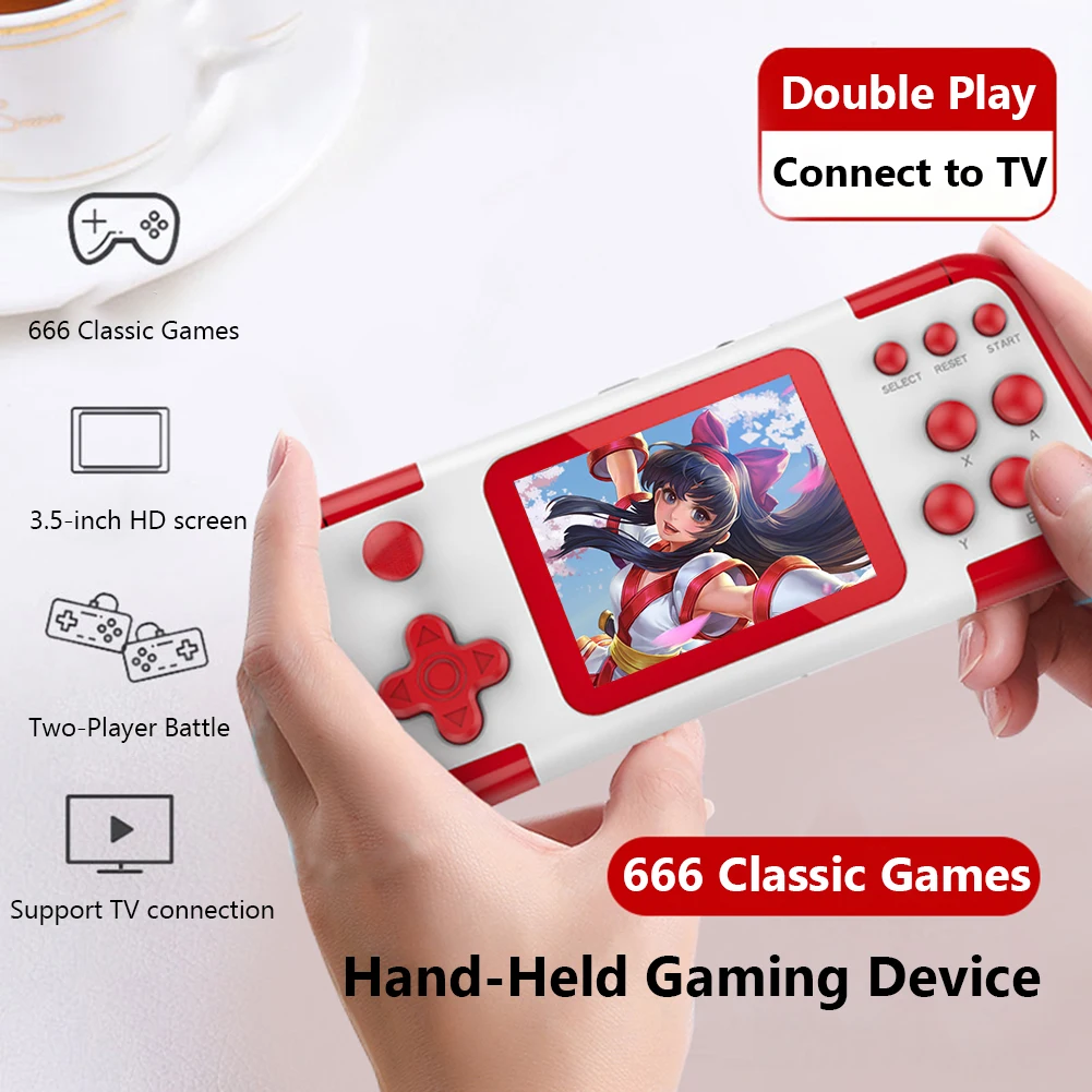 

666 in 1 Games Game Console 3 Inch TFT Color Screen Retro Game Console 3D Joystick Mini Game Console Portable Gaming Accessories