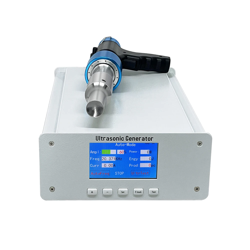 

Ultrasonic hand held spot welder with ultrasonic welding for poly carbonate