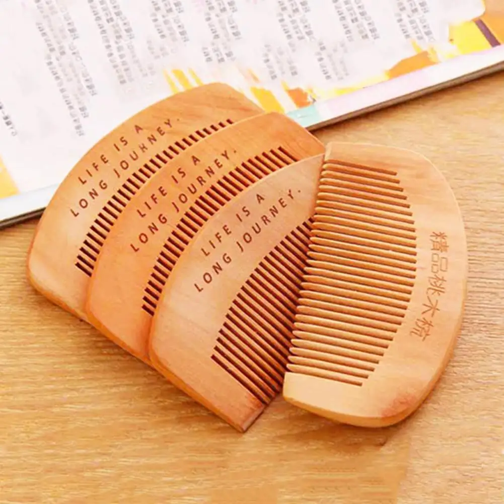 

Factory Direct Sales Peach Wood Thickened Dense Tooth Comb Round-Toothed Hair Anti-Shedding Anti-Static Comb Massage Wooden U4X7
