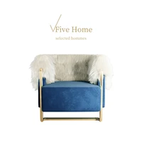 light luxury single sofa chair simple modern wool plush leisure chair italian designer creative stainless steel furniture