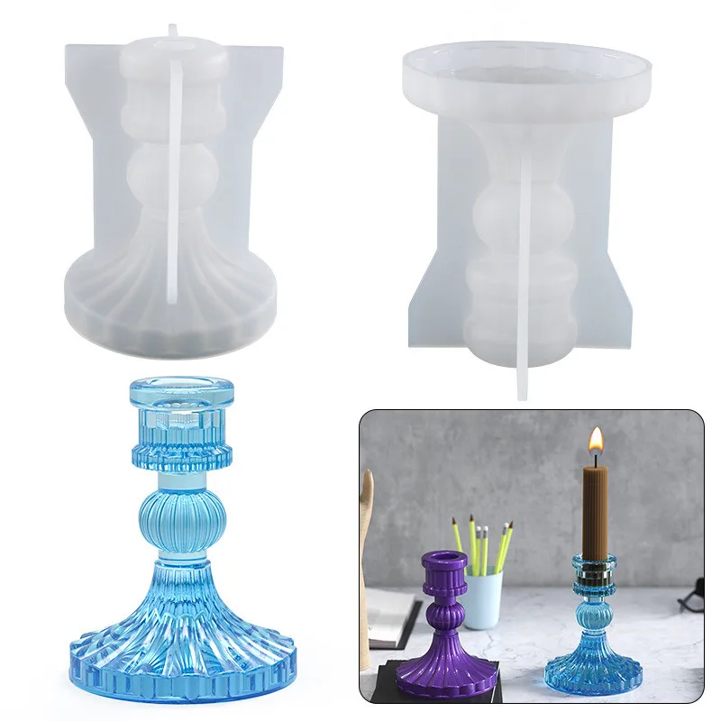 

DIY Crystal Epoxy Resin Mold Three-dimensional Striped Pillar Candle Holder Silicone Mold