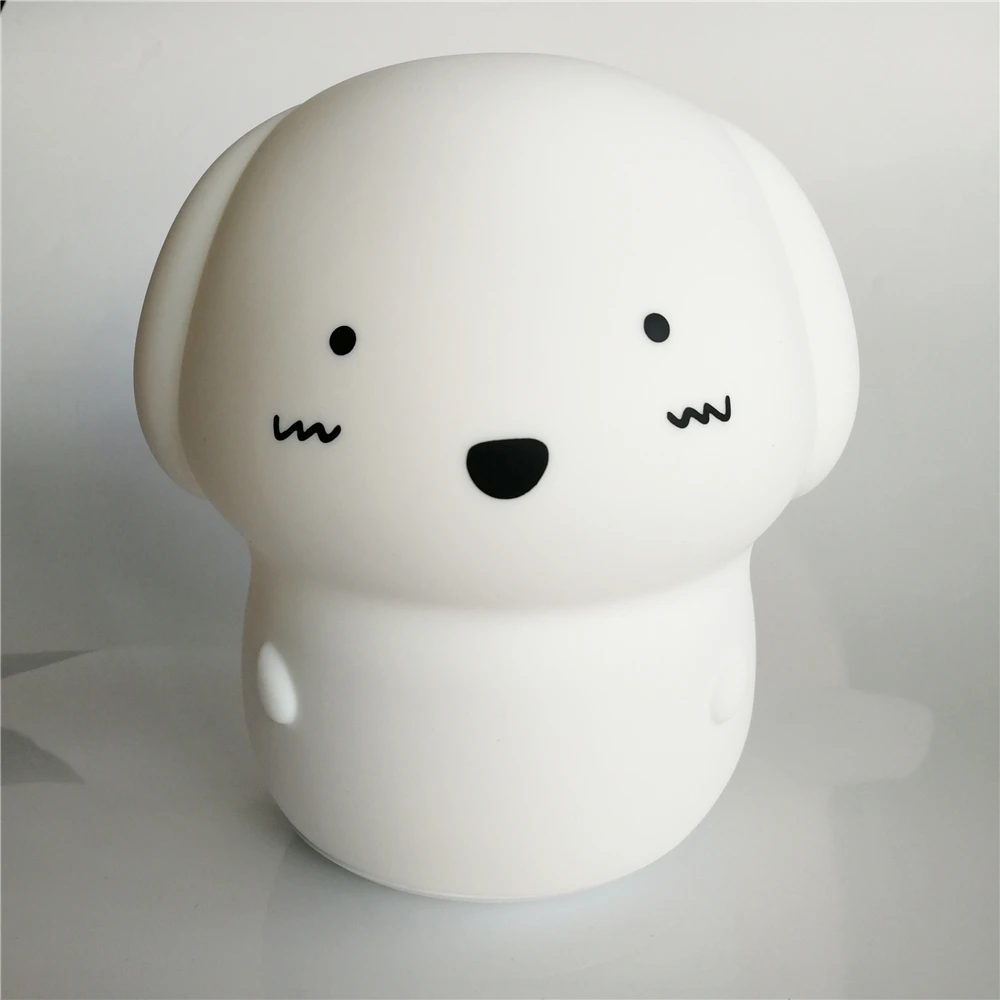 Silicone Dog LED Night Light Touch Sensor Puppy  USB Rechargeable Bedroom Bedside Lamp for Children Kids Baby