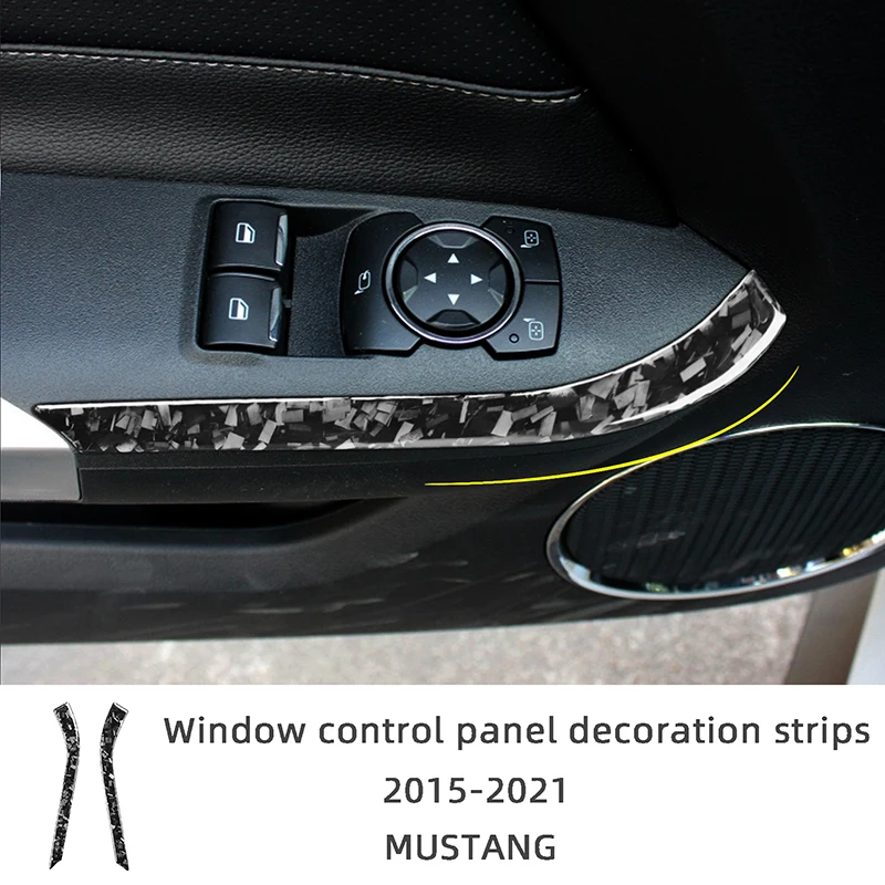 

Window Control Panel Decoration Strips Froged Texture Carbon Fiber Car Stickers For 2015-2021 Ford Mustang Interior Accessories