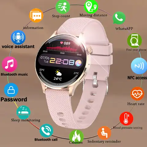 Новинка 2022, Смарт-часы с NFC, женские спортивные часы с GPS-треком, мужские Смарт-часы с Bluetooth, функцией звонков, пульсометром и индивидуальным ц...