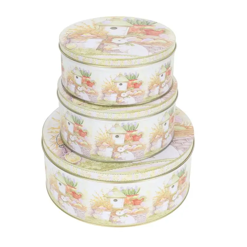

3Pcs Easter Round Candy Box Decorative Sweets Box Gift Package Box for Party