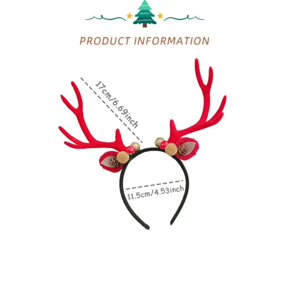 Рождественская повязка на голову с колокольчиком и бантом цветок рог оленя для