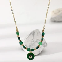 turkish green evil eye pendant necklace for women boho vintage beaded clavicle chain couple friendship jewelry accessories 2022