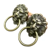 100Pcs Antique Brass Lion Head Pulls Handles Drawer Cabinet Door Knob Knocker Furniture Wardrobe Handles