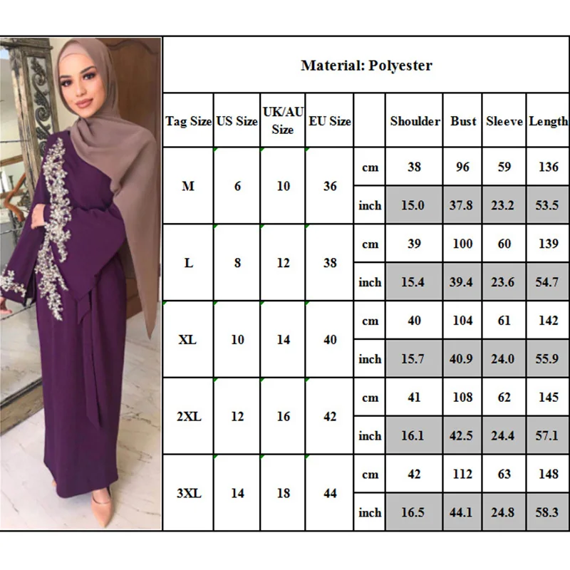Robe Femme Musulmane Muslim Fashion Popular Fashion Elegant Embroidery Dress Lace Pin Bead Flared Sleeve Lace Long Dress Belt
