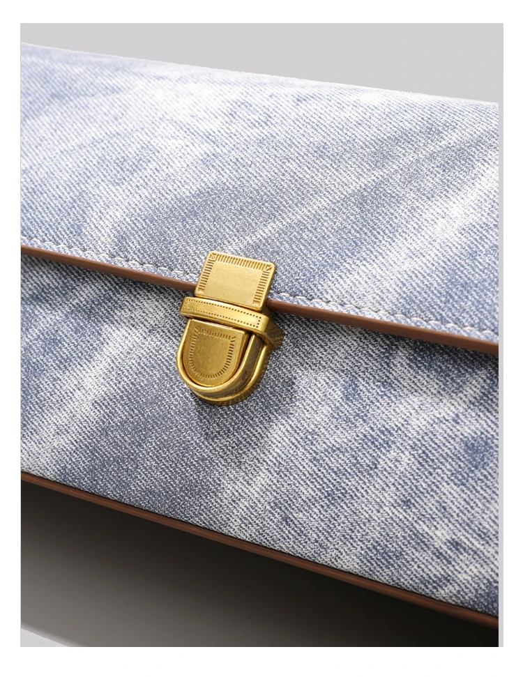 Elmsk 2022 Fashion Armpit Bag Women French Vintage Denim And Leather Patchwork Square Bag