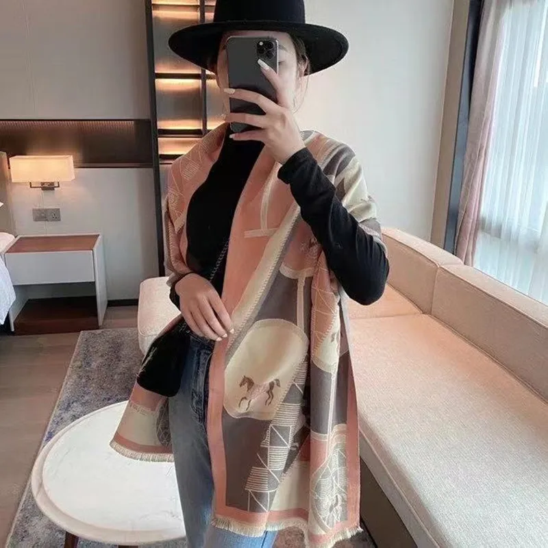 Новый модный шарф лошади имитация кашемира простой стиль Осень/Зима теплые