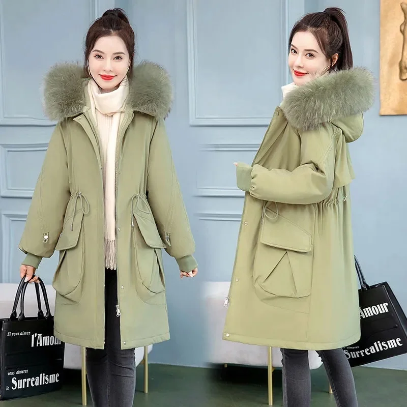 2022 New Winter Jacket Long Coat Women Parka Winter Clothes Cotton Thicken Warm Jacket Casual Fur Lining Hooded Parka Mujer