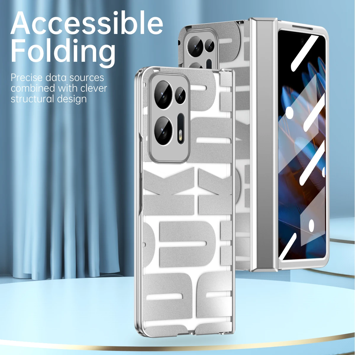Letter Case For OPPO Find N2 Luxury Plating Transparent OPPO Find Case Shockproof And Anti-fall Equipped With Glass Front Film