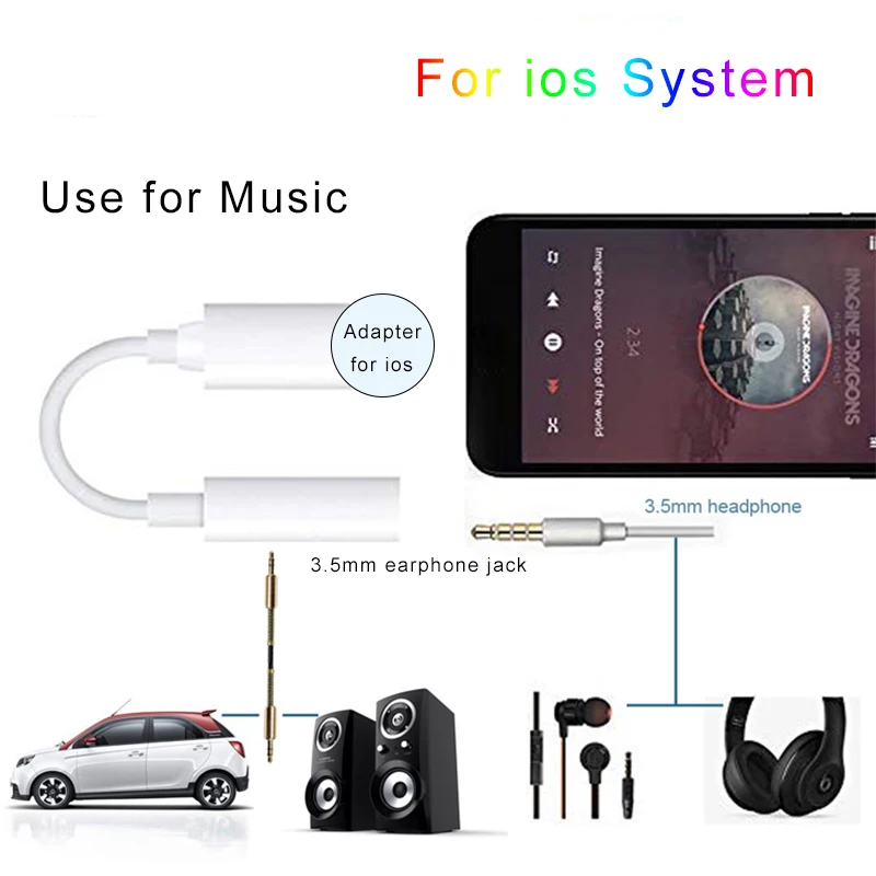 Аудиокабель-адаптер с разъемом 3 5 для наушников Lightning/AUX мм iPhone 13 12 Mini 11 Pro XS Max XR X SE 7