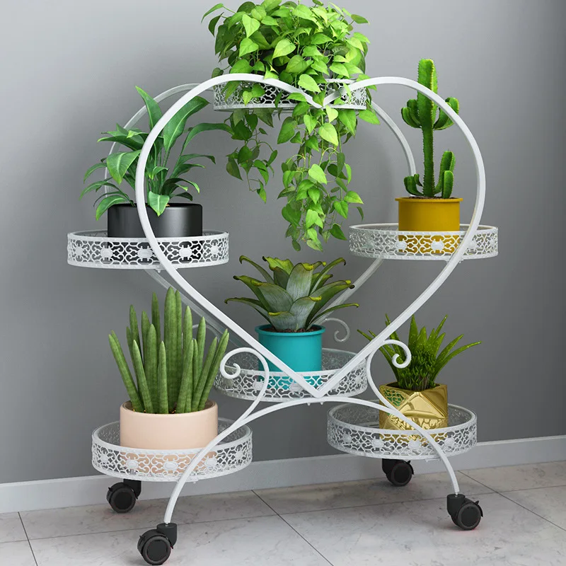 

Modern simple outdoor plant stand creative heart-shaped iron balcony flower rack floor type multi-layer living room shelf