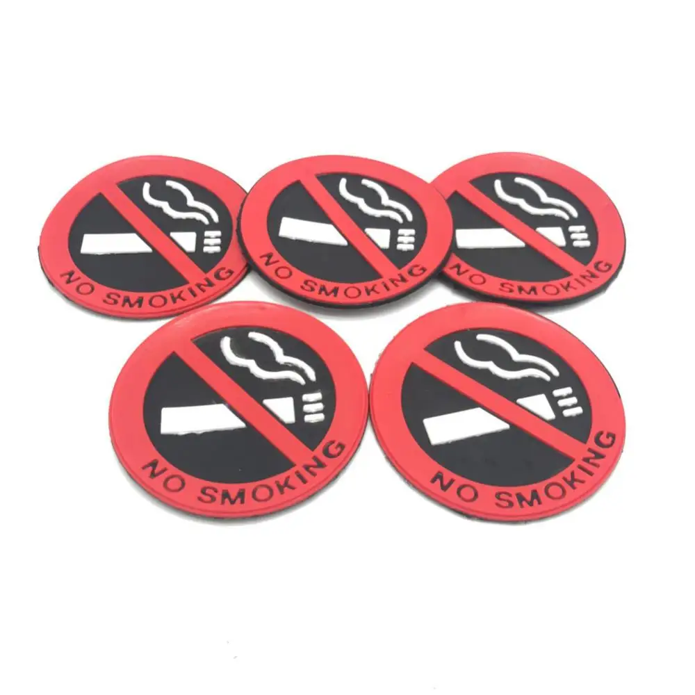 

5pcs No Smoking Car Stickers Styling Round Red Sign Vinyl Sticker Use For Car Glass Business Door Universal Auto Accessories