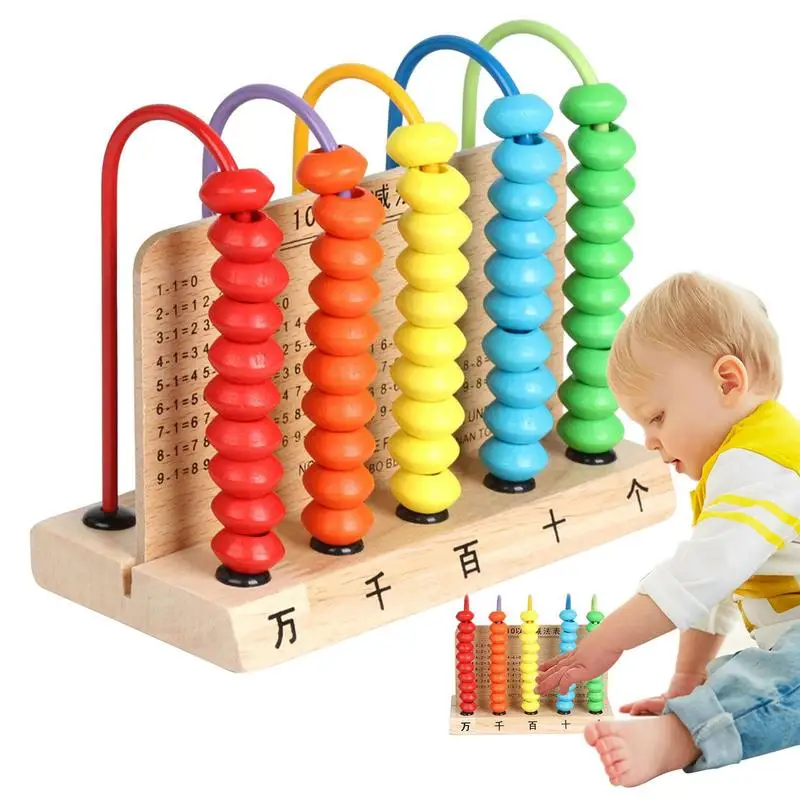 Montessori Counting Beads For Kids Math Classic Wooden Educational Counting Toy With 50 Beads Educational Gifts Fir Boys Girls