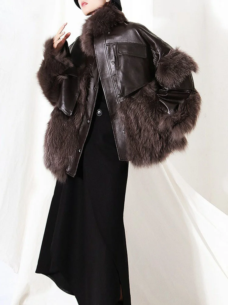 Женское пальто BZVW осень-зима 2023 винтажное меховое с карманами для офиса женское