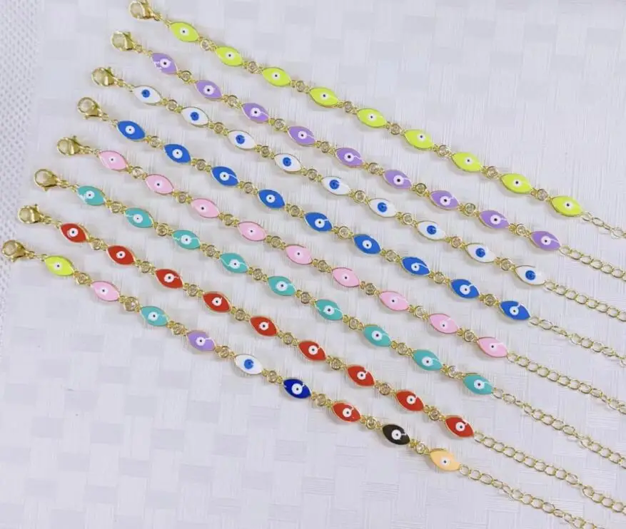 

1pcs Lucky Eye Copper Beads Blue Turkish Evil Eye Bracelet Braided Rope Adjustable Rainbow Bracelet for Women Jewelry df3s