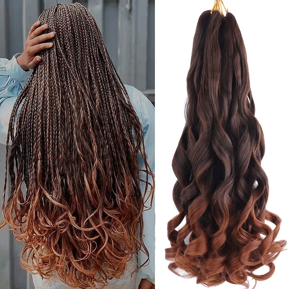 

Loose Wave Crochet Braiding Hair 22" Loose Wave Crochet Hair Wavy Synthetic Braids Hair Extensions Pre Stretched Ombre Braiding