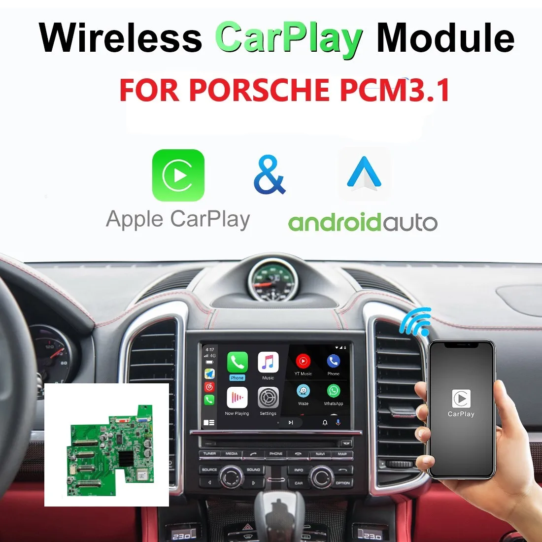 

Беспроводной автомобильный интерфейс Apple Carplay Android для Youtube для Porsche 911 Bosxter Cayman Macan Cayenne Panamera PCM3.1