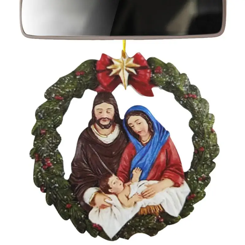 

Подвеска в виде автомобиля с изображением Рождества, деревенский фермерский декор для сцены Рождества, религиозный подарок для семьи и дру...