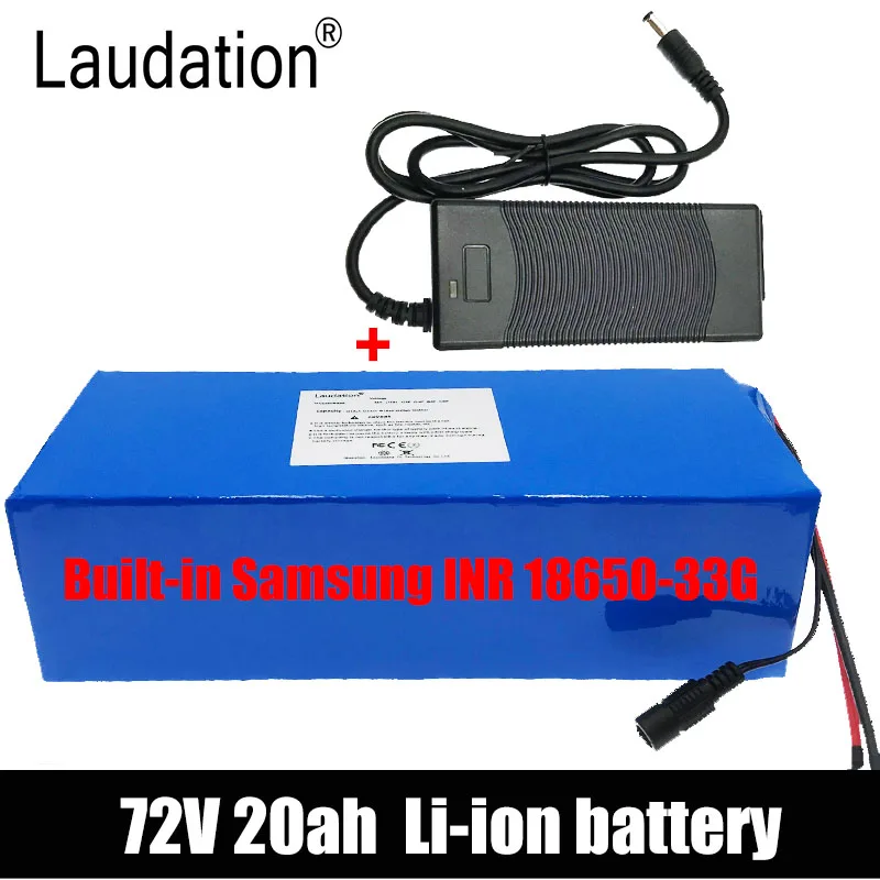 

Laudation 72V 20ah 20s 6p 18650 Lithium Battery Pack With Built-in Samsung Battery With 40A BMS And Charger For 1000W Motor