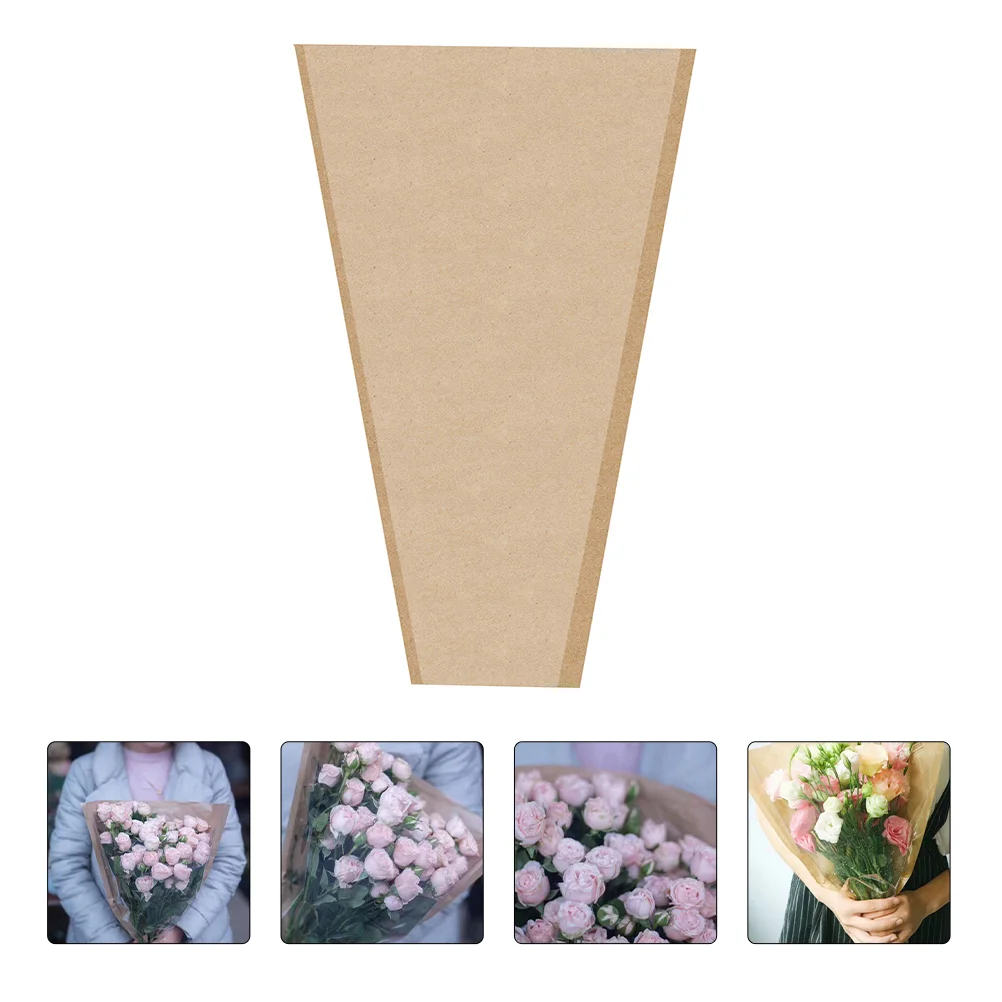 

50 Pcs Packing Bag Gift Packaging Paper Wrapping Flower Kraft Back Present Rose Party Wrapper