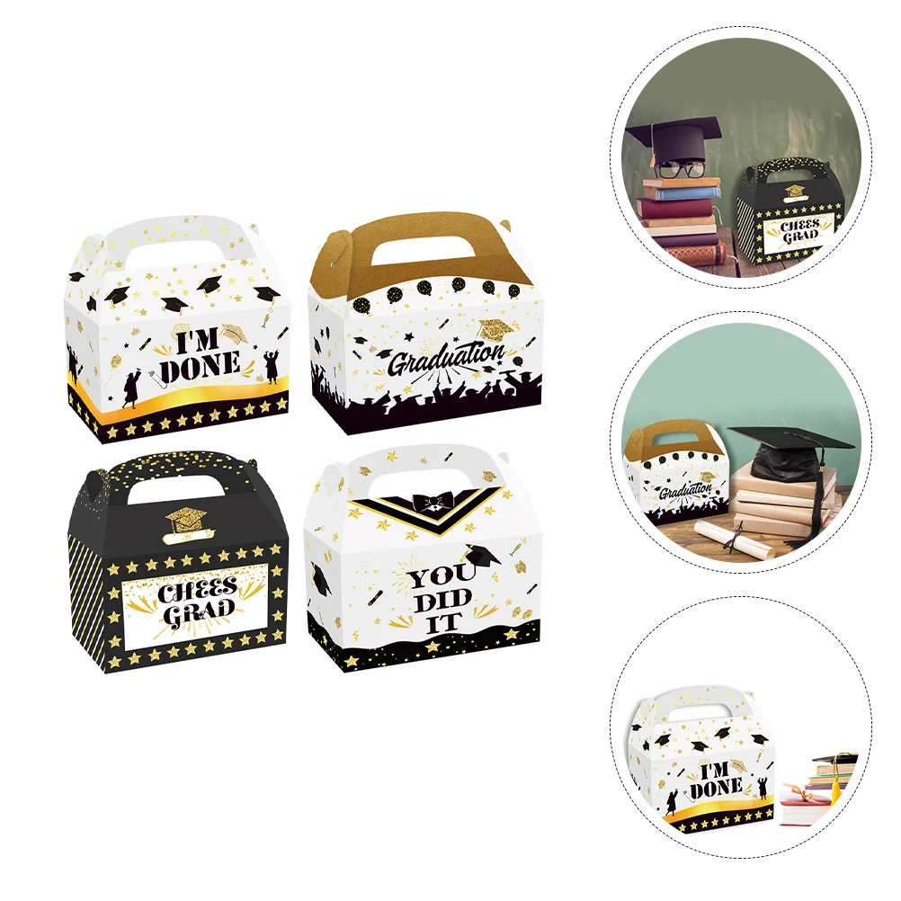

12PCS Party Favor Boxes Party Tins Cookie Paper Box Wedding Drawstring Bag Graduation Gift Box
