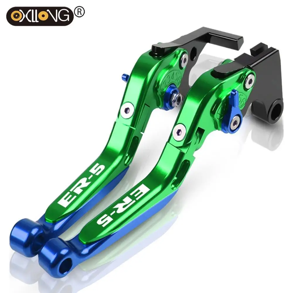 

ER-5 Logo 04 05 Motorcycle Accessories CNC Adjustable Extendable Foldable Brake Clutch Levers For Kawasaki ER-5 2004-2005