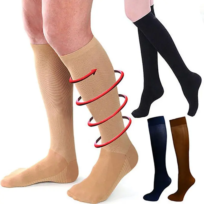 

Compression Stockings Blood Circulation Promotion Slimming Compression Socks Anti-Fatigue Comfortable Solid Color Calf Socks