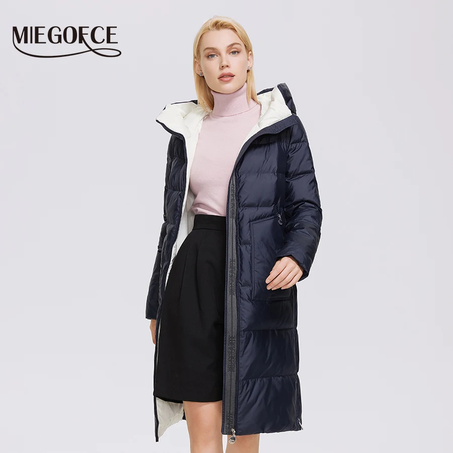 MIEGOFCE 2022 Зимняя женская куртка длинная хлопковая с большим карманами женское