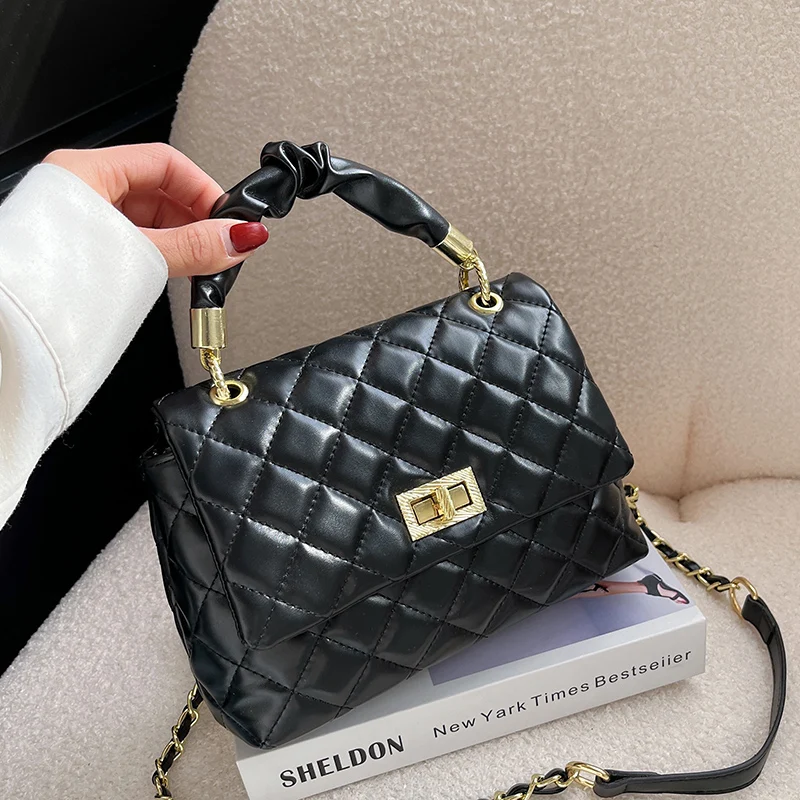 

Fashion Branded Women's Shoulder Bags 2022 Chain Shoulder Purses And Handbag Women Clutch Bags Ladies Lattice Hand Bag