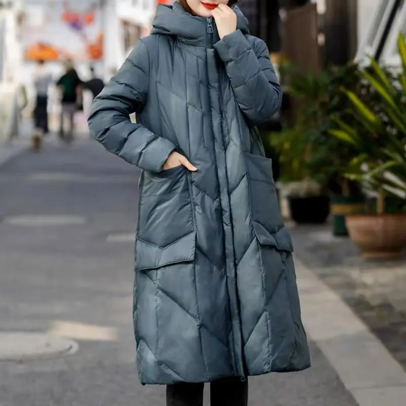 

Женский пуховик с воротником-стойкой, повседневный легкий пуховик свободного покроя на белом утином пуху, теплая верхняя одежда для зимы, G802