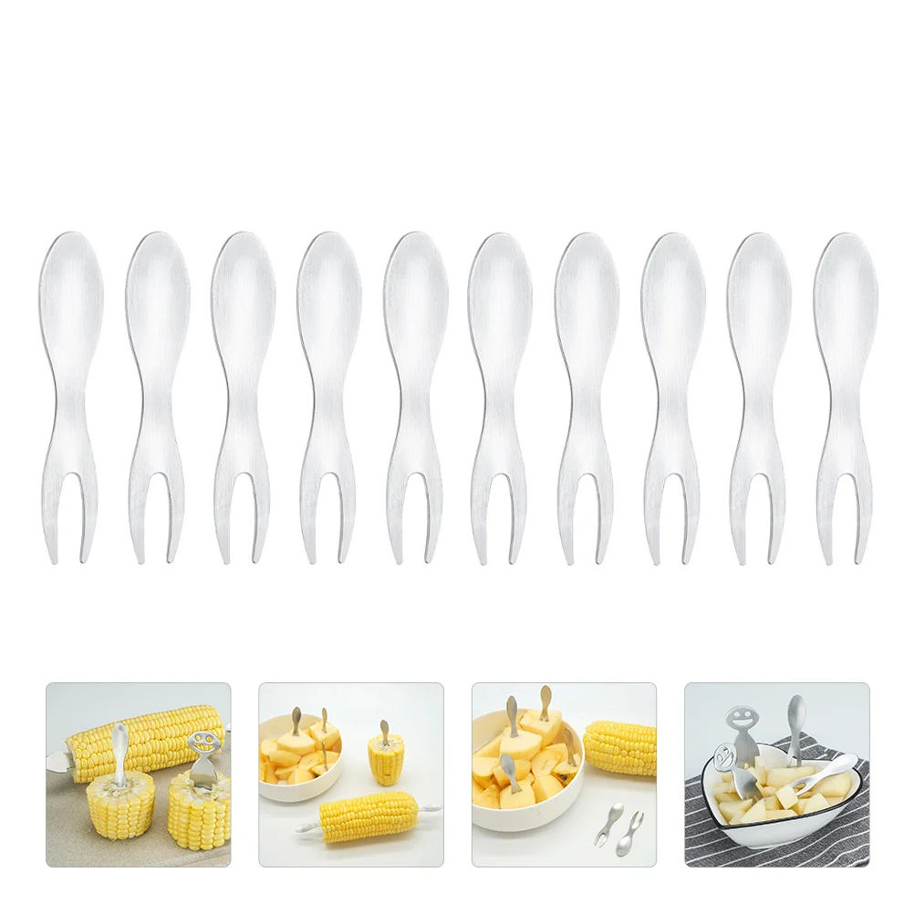 

Forks Picks Cornfork Mini Dessert Bbq Steel Stainless Appetizer Skewers Cocktail Holders Fruit Rainbow Kitchen Accessories