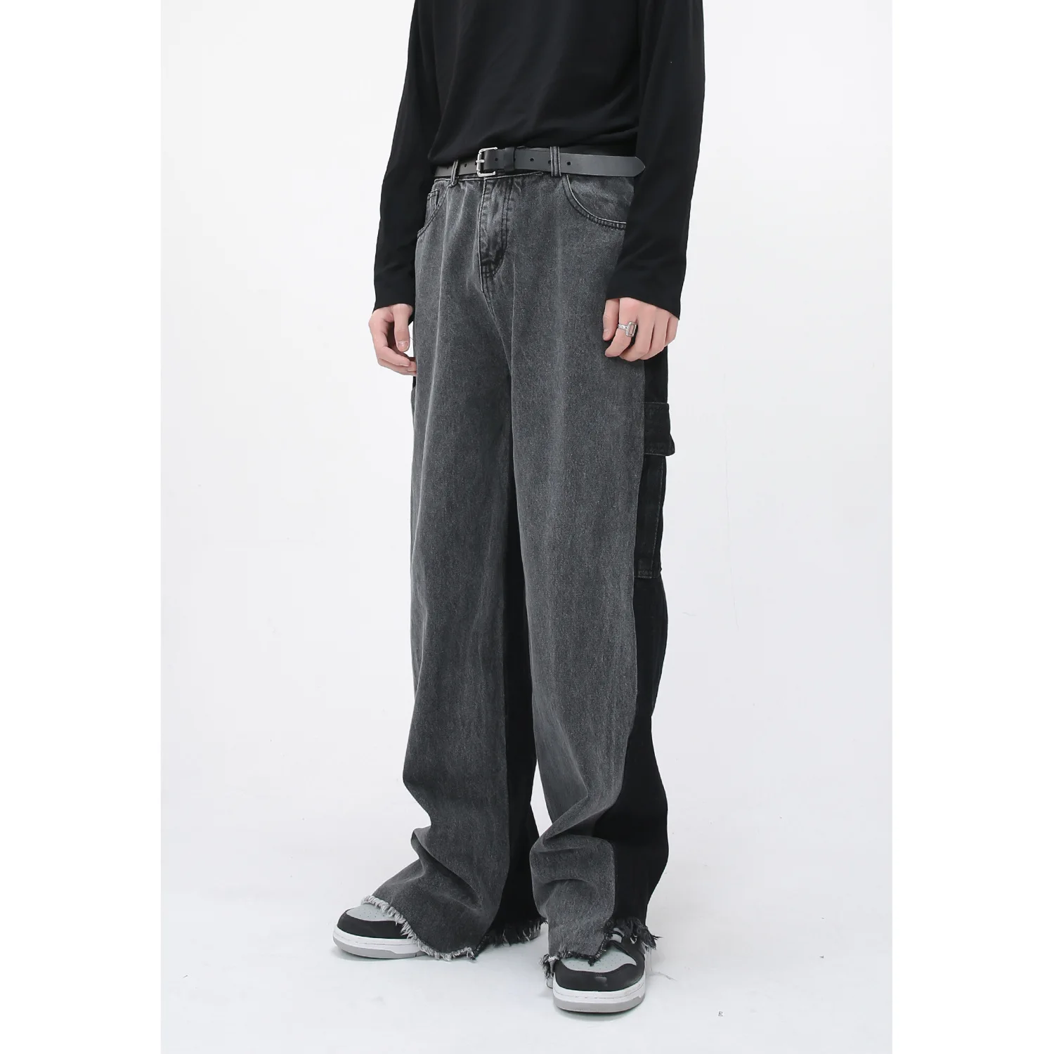 

Men Denim Jeans Trousers 2023 New Ripped Dark blue Nostalgic Wash Mid Waist Jeans for Men and Women