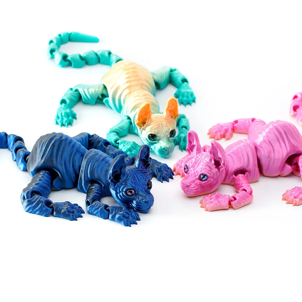 Игрушки с 3D принтом блестящие фигурки кошек имитационная модель подвижный