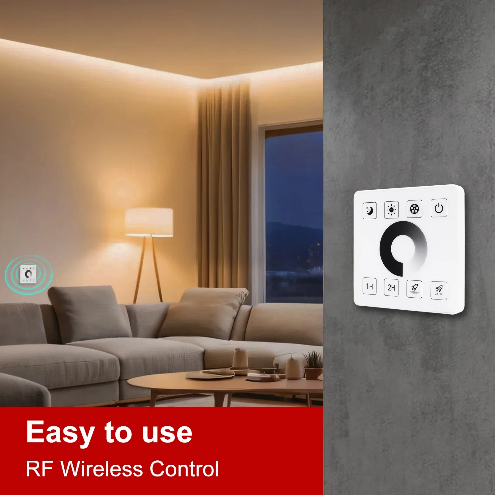 Фото Светодиодный контроллер диммера 110-240В с Wi-Fi/Bluetooth/RF, сенсорная панель, контроллер для одноцветных светодиодных лент W10-11мм x H5-6мм, для неоновых лент COB №5