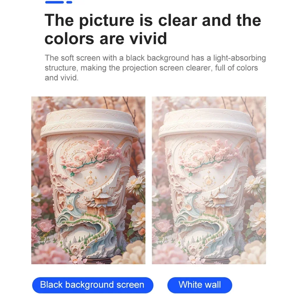 Экран для проектора LEJIADA 60-150 дюймов белый молочный черный фон дизайн без складок