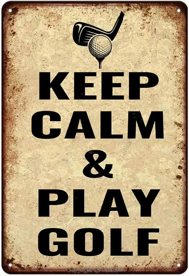 Плакат Keep Clm nd Ply Golf ron Png Sgn Vntge Wll Decor для Cfe Br Pub Home Beer Decorton Crfts