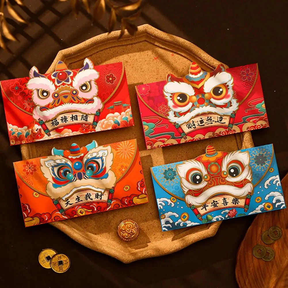 

Конверты Hongbao, красные, с изображением кроликов, для 2023, новый год, праздник весны, 4 мультяшный мешок для подарков