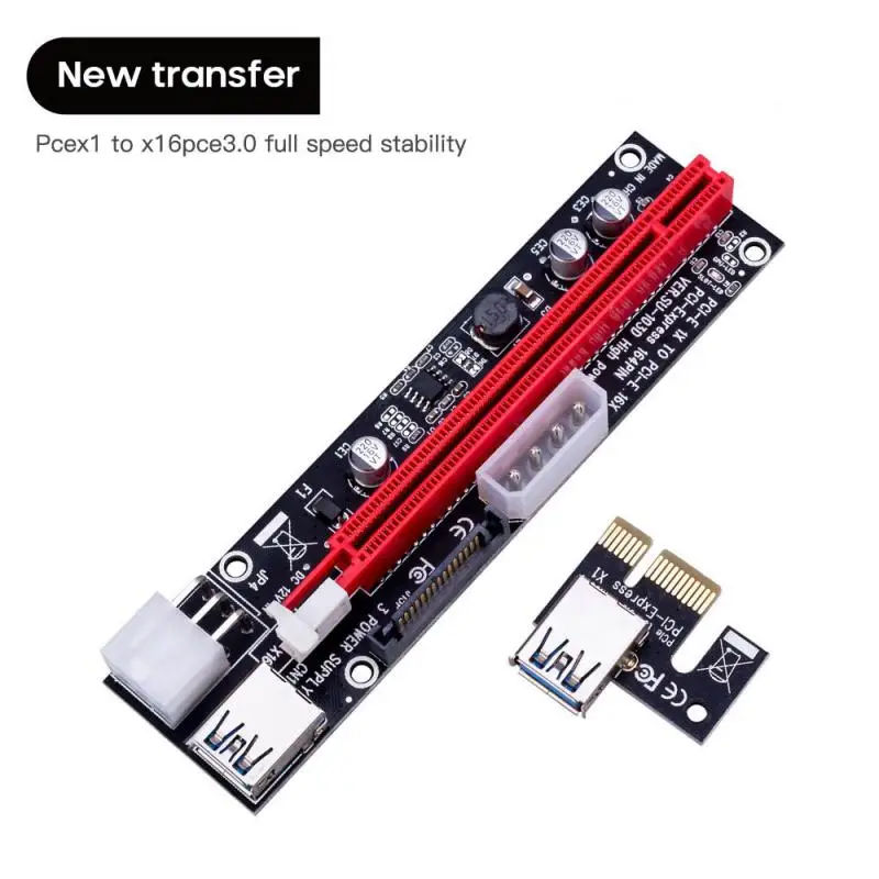 VER009S Райзер PCI-E VER 009S PCIE удлинитель USB карта PCI Express 4x 16x адаптер 3 0 SATA 15Pin до 6 Pin кабель