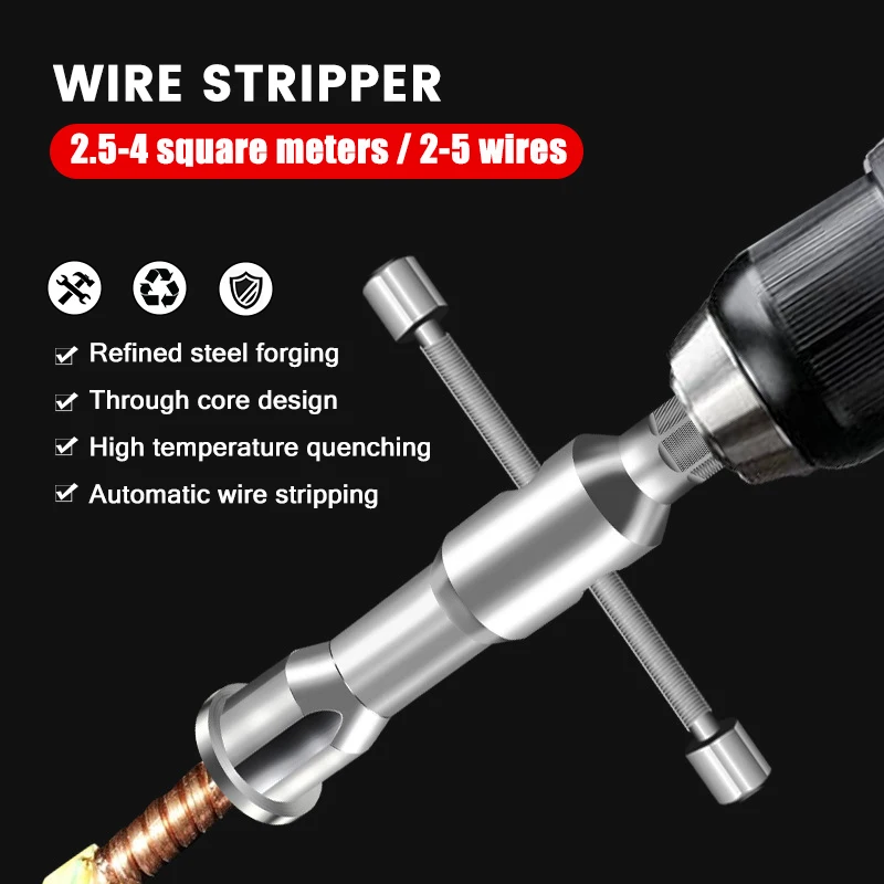 

Automatic Wire Stripper Twisted Wire Tool Electrician Twister Quick Connector Drill Cable Peeling Artifact Stripping Hand Tool
