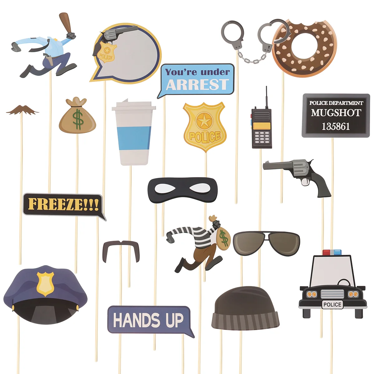 

Props Photo Police Party Booth Birthday Decorations Prop Thief Graduation Halloween Stick Supplies Play Role Catching Decoration
