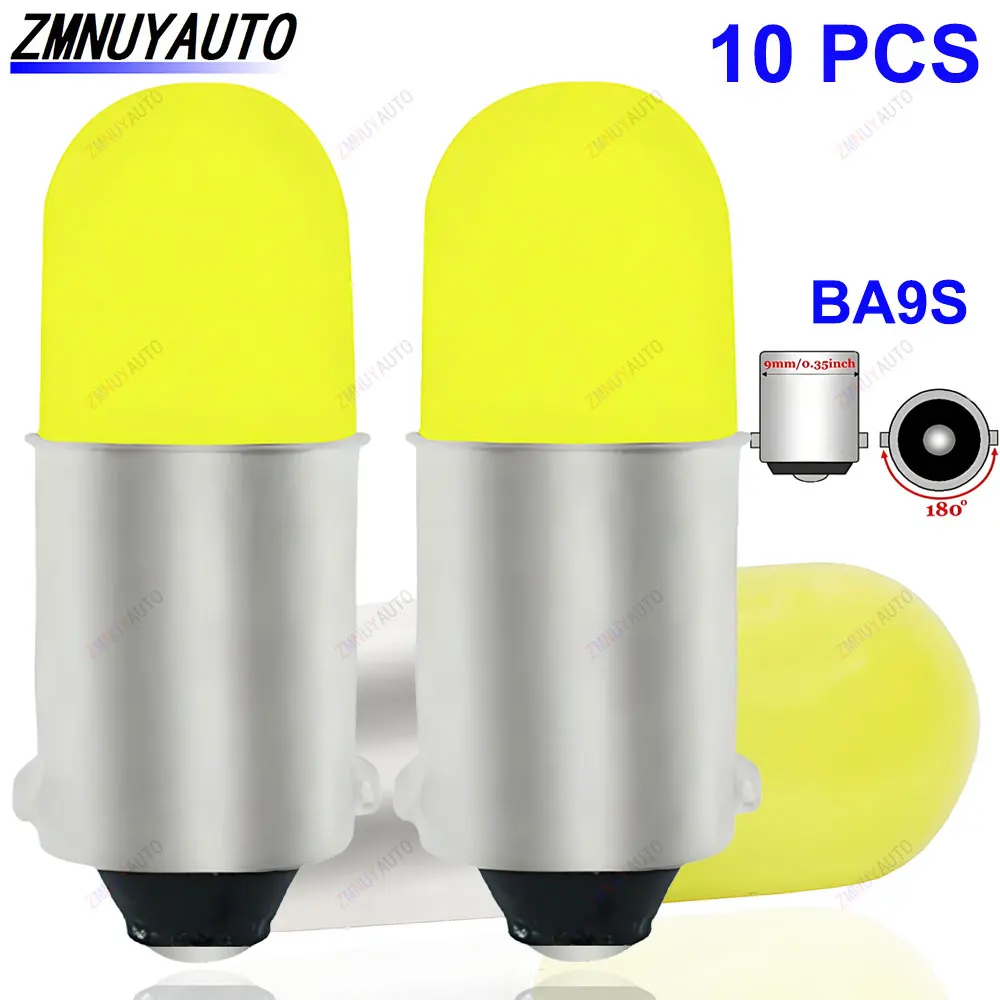 

10 шт. BA9S светодиодная лампа T4W H6W супер яркая круглая 3D COB светодиодная внутренняя лампа номерного знака автомобиля авто клиновой габаритный дверной фонарь DC12V