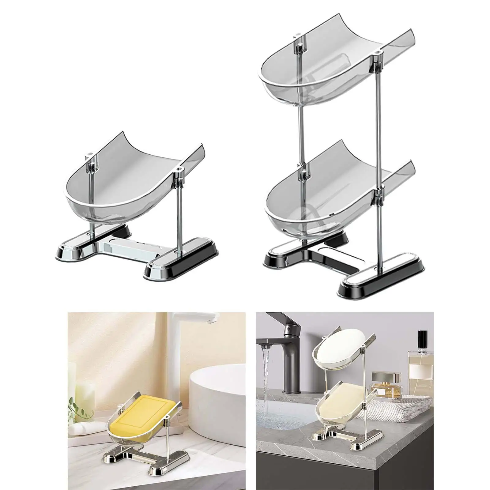 

Self Draining Soap Dish Soap Stands Easy to Clean Waterfall Soap Tray Soap Holder for Bathroom Countertop Kitchen Sink Bathtub