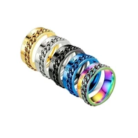 punk stainless steel rings men women vintage spinner finger couple chain ring hip hop rock wedding party jewelry gift 2022 new