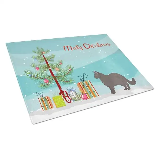 

Treasures CK4738LCB Chocolate 2 Cat Merry Christmas Glass Cutting Board Large, 12H x 16W, multicolor