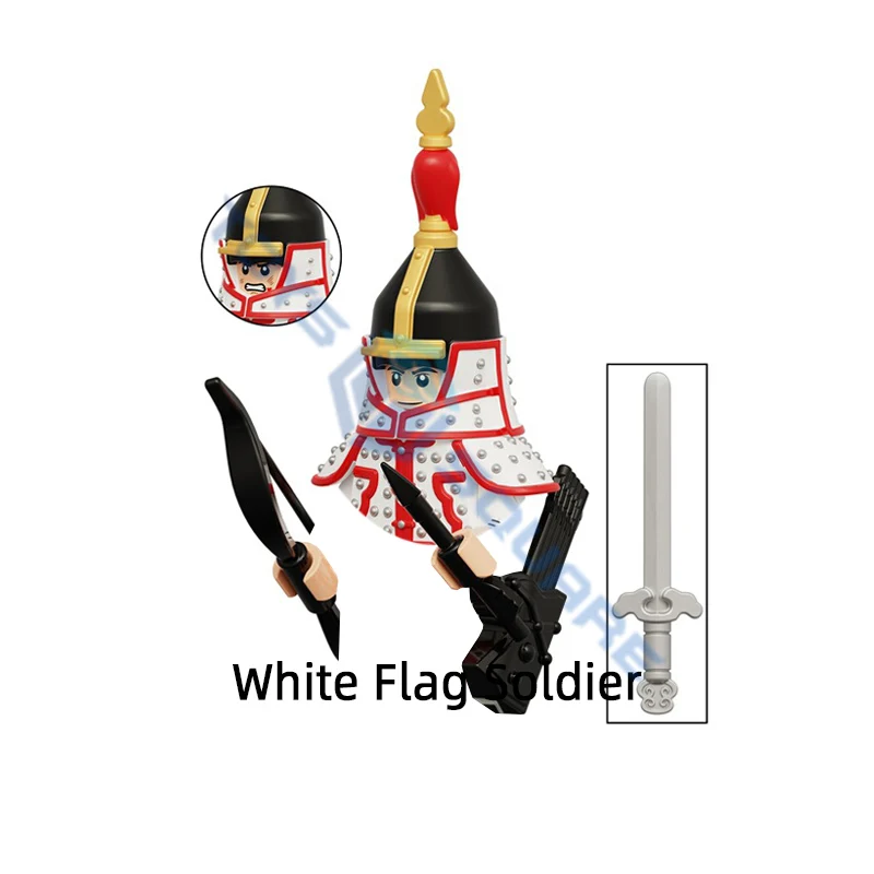 Модель китайского старинного желтого белого синего Красного флага солдата